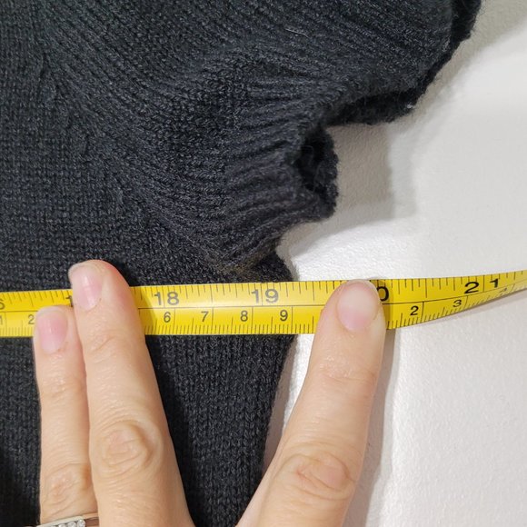 JJ Authentic Black Knit Mini Sweater Tunic Dress Shory Sleeve Sequins Keyhole L - Picture 9 of 10